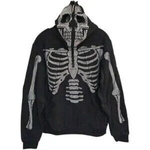 Guapi Men's Skeleton Rhinestone Hoodie Black Limited Editions Size S NWT (JB)